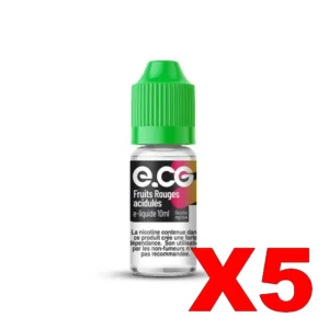 E LIQUIDE E CG LES INITIALES 10ML 50 50 FRUITS ROUGES ACIDULES X5 Taux de nicotine 3