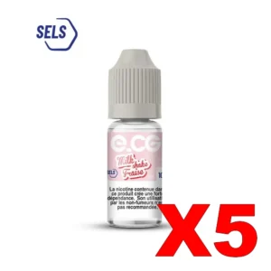 E LIQUIDE E CG SELS DE NICOTINE 10ML 50 50 MILKSHAKE FRAISE X5 Taux de nicotine 10