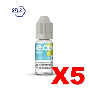 E LIQUIDE E CG SELS DE NICOTINE 10ML 50 50 MOJITO GIVRE X5 Taux de nicotine 10