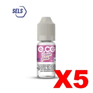 E LIQUIDE E CG SELS DE NICOTINE 10ML 50 50 RAISIN GLACE X5 Taux de nicotine 10