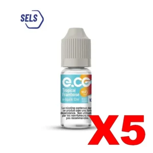 E LIQUIDE E CG SELS DE NICOTINE 10ML 50 50 TROPICAL FRAMBOISE GIVREE X5 Taux de nicotine 10