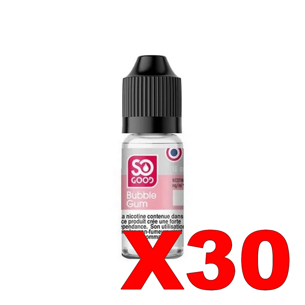 E-LIQUIDE SO-GOOD 10ML 50-50 BUBBLE-GUM X30 5 E LIQUIDE SO GOOD 10ML 50 50 BUBBLE GUM X30 Taux de nicotine 16