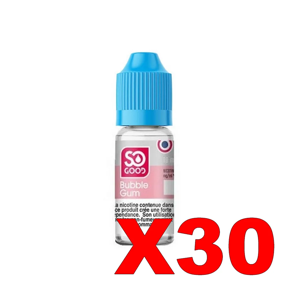 E-LIQUIDE SO-GOOD 10ML 50-50 BUBBLE-GUM X30 3 E LIQUIDE SO GOOD 10ML 50 50 BUBBLE GUM X30 Taux de nicotine 6