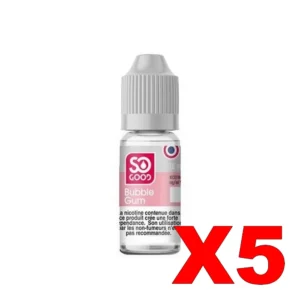 E LIQUIDE SO GOOD 10ML 50 50 BUBBLE GUM X5 Taux de nicotine 0