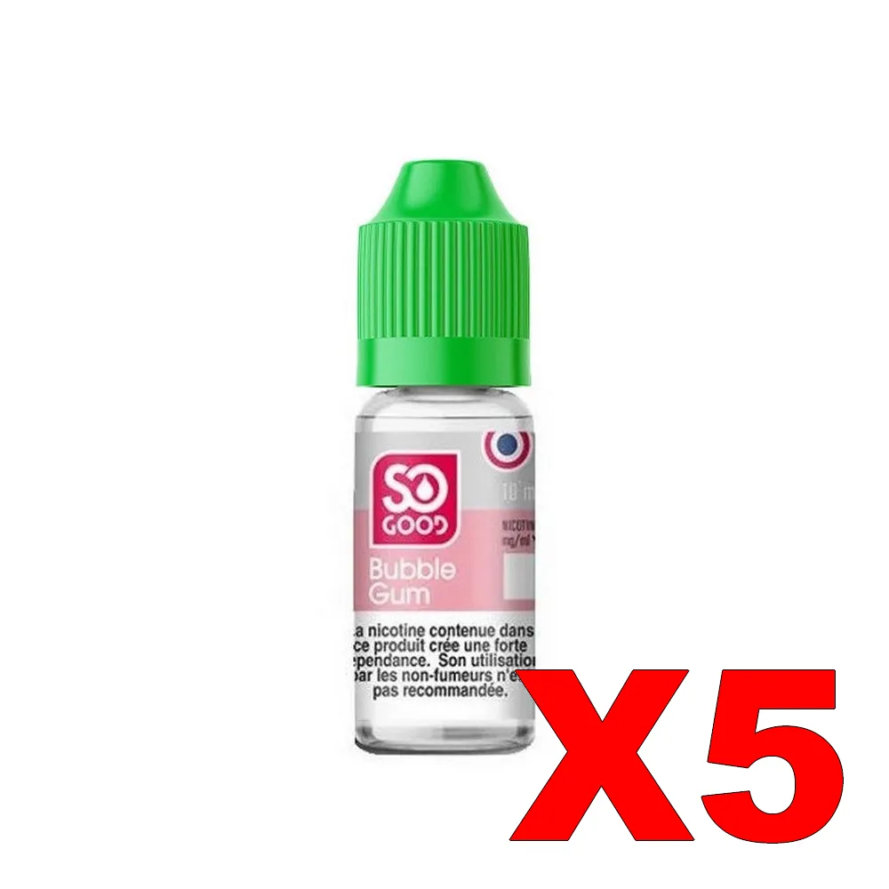 E-LIQUIDE SO-GOOD 10ML 50-50 BUBBLE-GUM X5 2 E LIQUIDE SO GOOD 10ML 50 50 BUBBLE GUM X5 Taux de nicotine 3