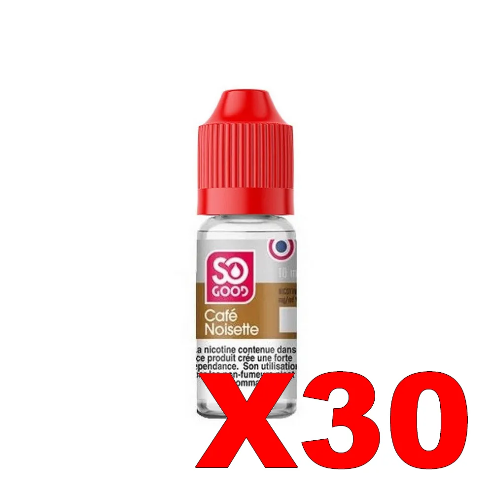 E-LIQUIDE SO-GOOD 10ML 50-50 CAFE-NOISETTE X30 4 E LIQUIDE SO GOOD 10ML 50 50 CAFE NOISETTE X30 Taux de nicotine 11