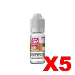 E LIQUIDE SO GOOD 10ML 50 50 CAFE NOISETTE X5 Taux de nicotine 0