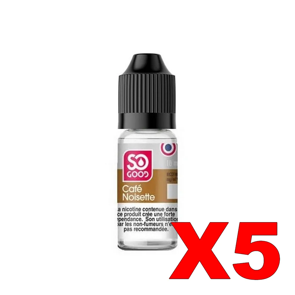 E-LIQUIDE SO-GOOD 10ML 50-50 CAFE-NOISETTE X5 5 E LIQUIDE SO GOOD 10ML 50 50 CAFE NOISETTE X5 Taux de nicotine 16