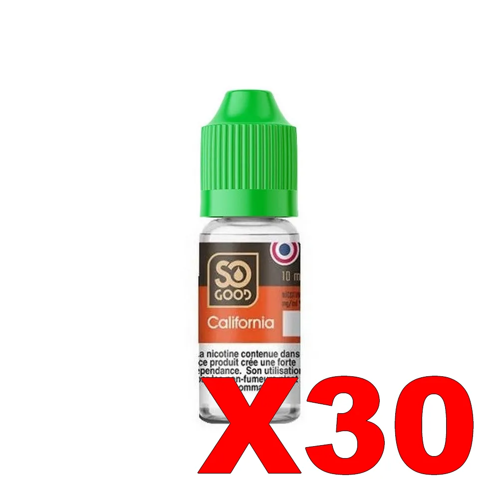 E-LIQUIDE SO-GOOD 10ML 50-50 CALIFORNIA X30 2 E LIQUIDE SO GOOD 10ML 50 50 CALIFORNIA X30 Taux de nicotine 3