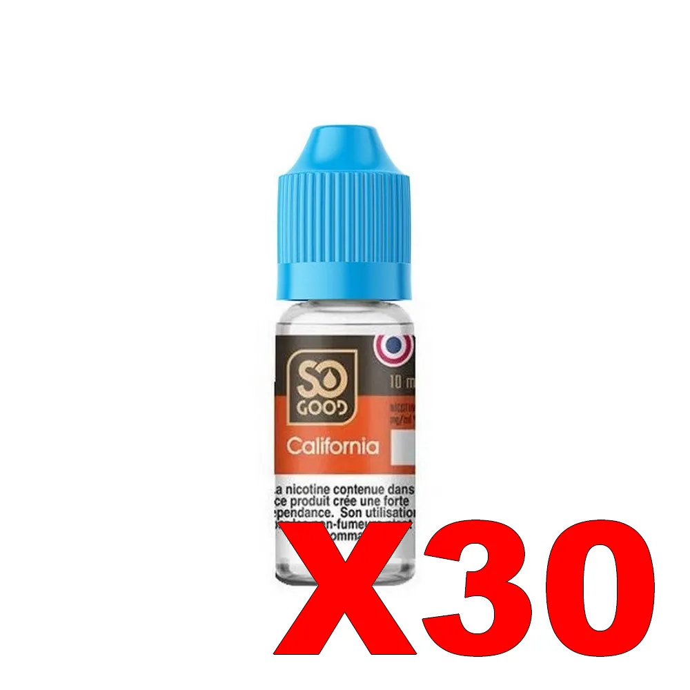 E-LIQUIDE SO-GOOD 10ML 50-50 CALIFORNIA X30 3 E LIQUIDE SO GOOD 10ML 50 50 CALIFORNIA X30 Taux de nicotine 6