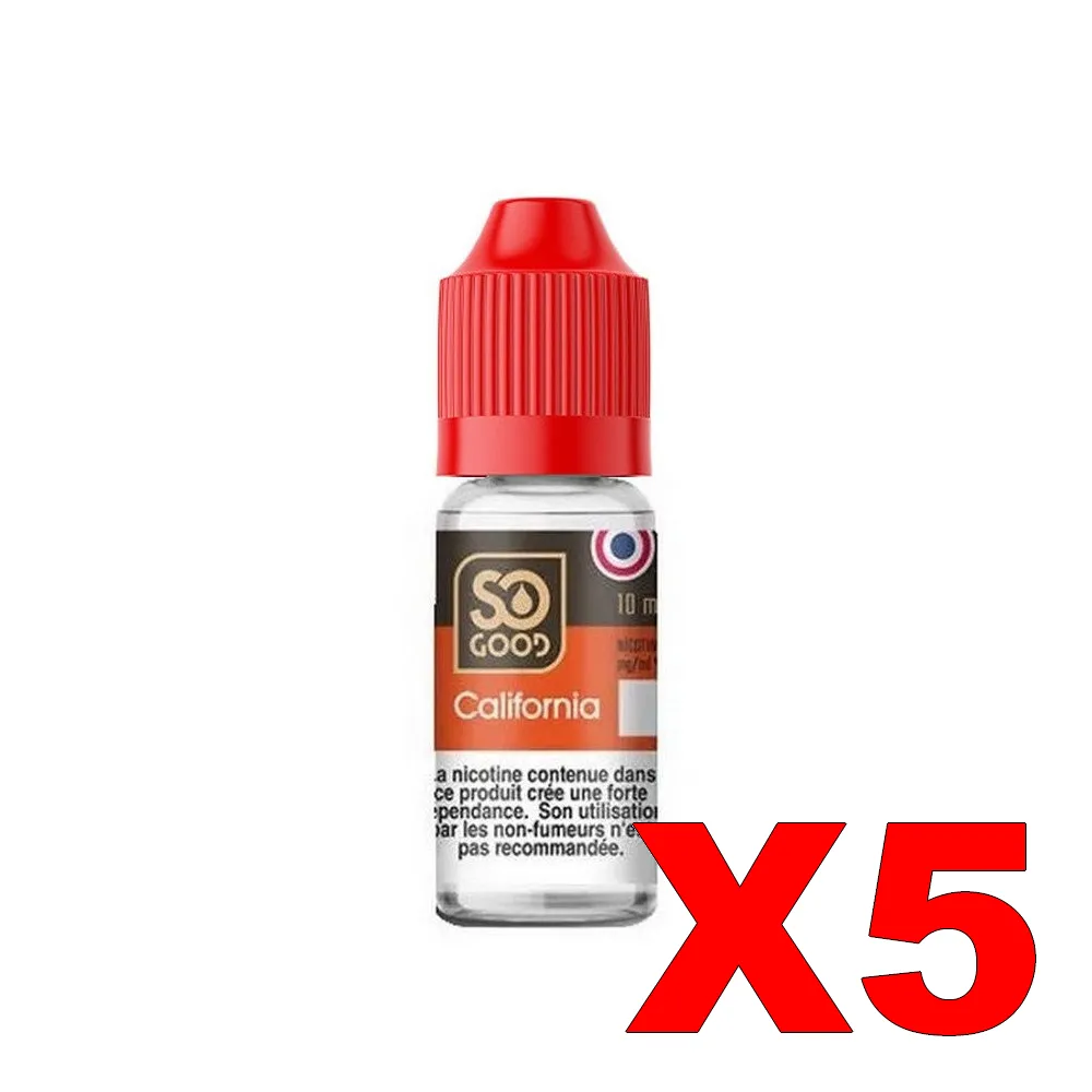 E-LIQUIDE SO-GOOD 10ML 50-50 CALIFORNIA X5 4 E LIQUIDE SO GOOD 10ML 50 50 CALIFORNIA X5 Taux de nicotine 11