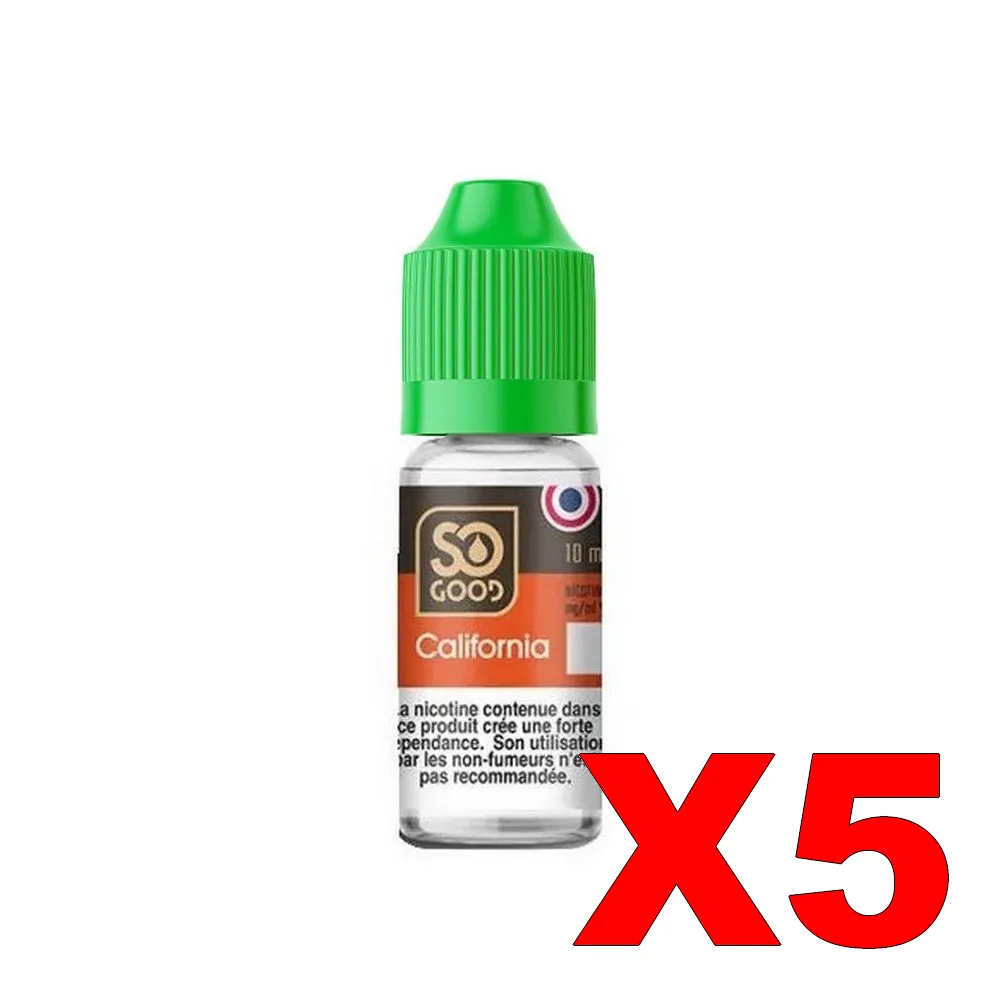 E-LIQUIDE SO-GOOD 10ML 50-50 CALIFORNIA X5 2 E LIQUIDE SO GOOD 10ML 50 50 CALIFORNIA X5 Taux de nicotine 3