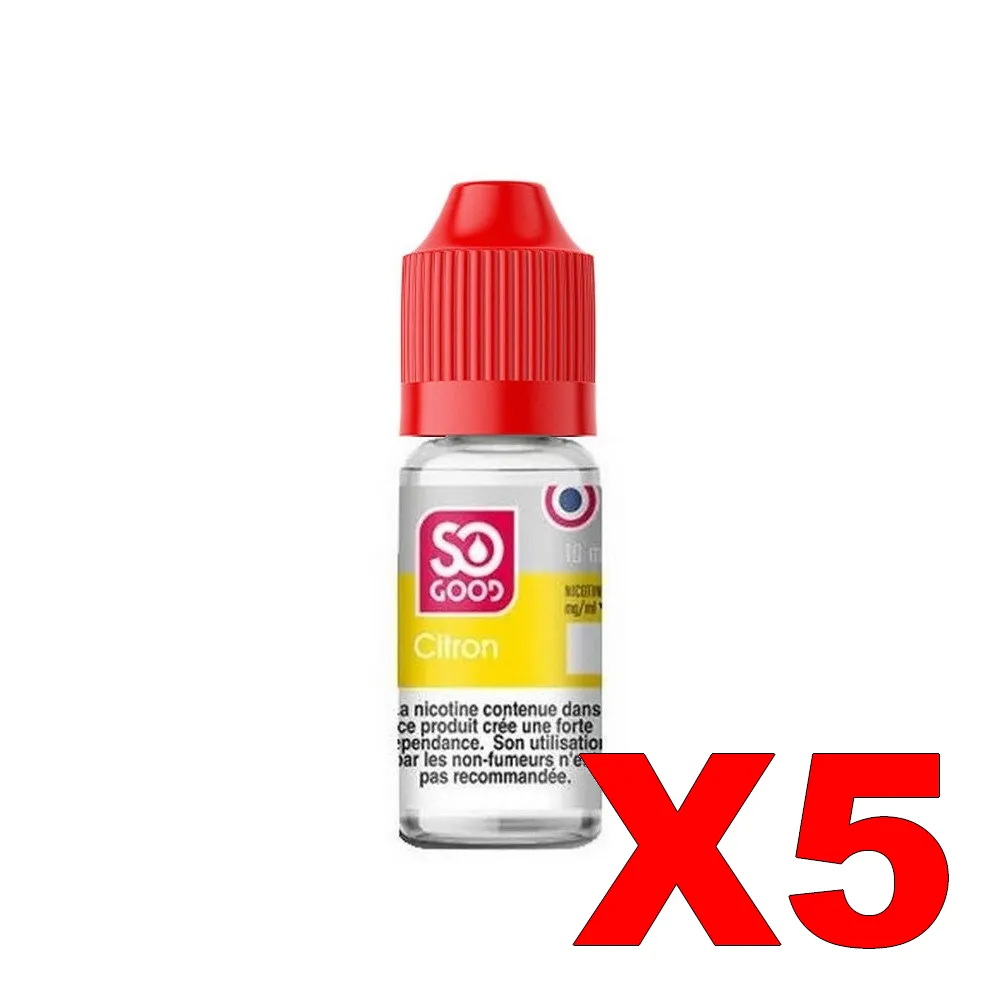 E-LIQUIDE SO-GOOD 10ML 50-50 CITRON X5 4 E LIQUIDE SO GOOD 10ML 50 50 CITRON X5 Taux de nicotine 11