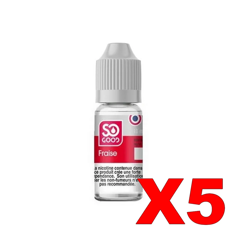 E-LIQUIDE SO-GOOD 10ML 50-50 FRAISE X5 1 E LIQUIDE SO GOOD 10ML 50 50 FRAISE X5 Taux de nicotine 0