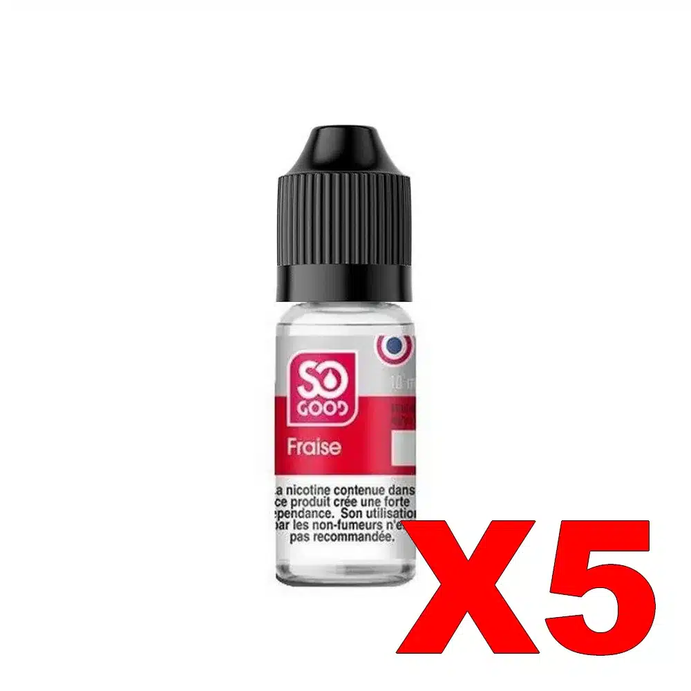 E-LIQUIDE SO-GOOD 10ML 50-50 FRAISE X5 5 E LIQUIDE SO GOOD 10ML 50 50 FRAISE X5 Taux de nicotine 16