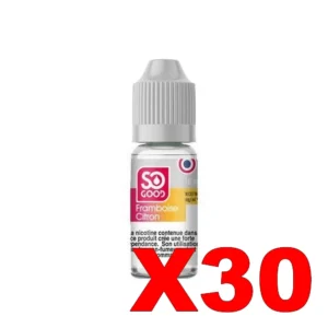 E LIQUIDE SO GOOD 10ML 50 50 FRAMBOISE CITRON X30 Taux de nicotine 0