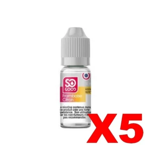 E LIQUIDE SO GOOD 10ML 50 50 FRAMBOISE CITRON X5 Taux de nicotine 0