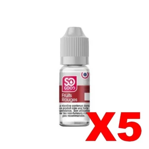 E LIQUIDE SO GOOD 10ML 50 50 FRUITS ROUGES X5 Taux de nicotine 0
