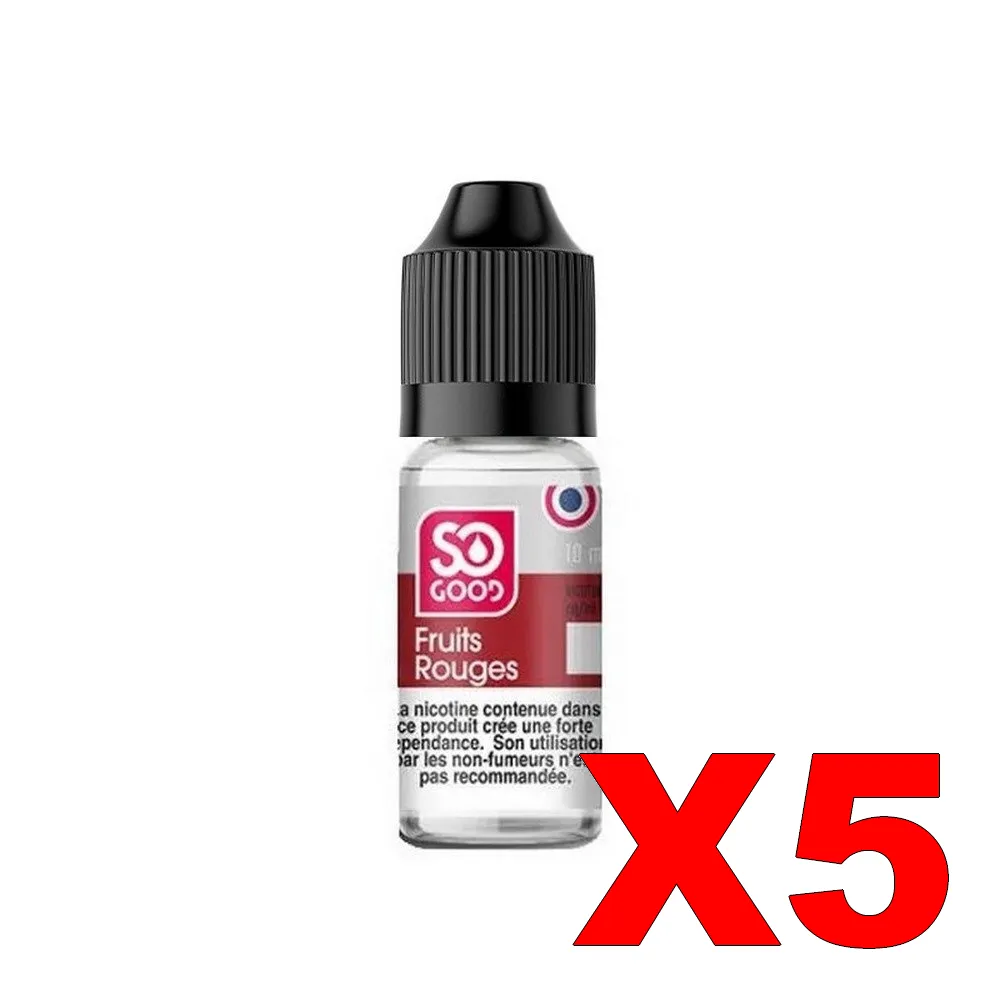 E-LIQUIDE SO-GOOD 10ML 50-50 FRUITS-ROUGES X5 5 E LIQUIDE SO GOOD 10ML 50 50 FRUITS ROUGES X5 Taux de nicotine 16