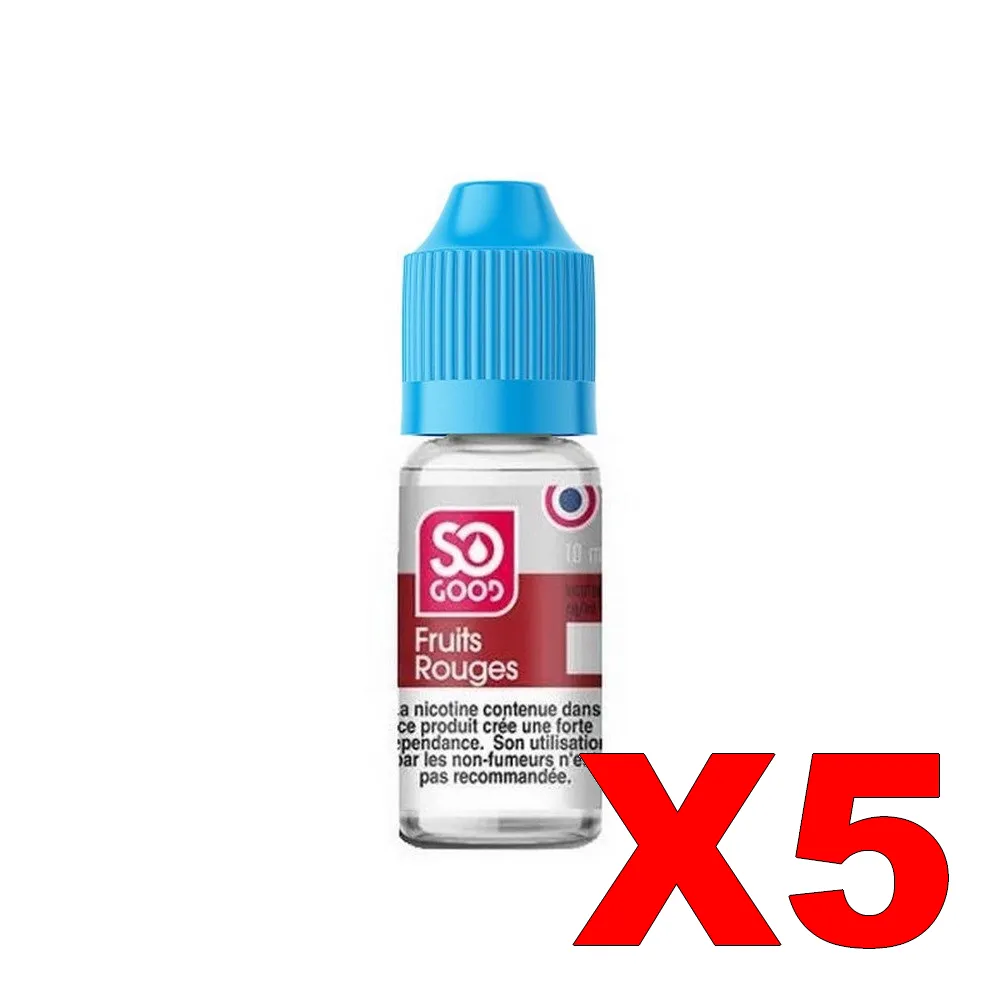 E-LIQUIDE SO-GOOD 10ML 50-50 FRUITS-ROUGES X5 3 E LIQUIDE SO GOOD 10ML 50 50 FRUITS ROUGES X5 Taux de nicotine 6