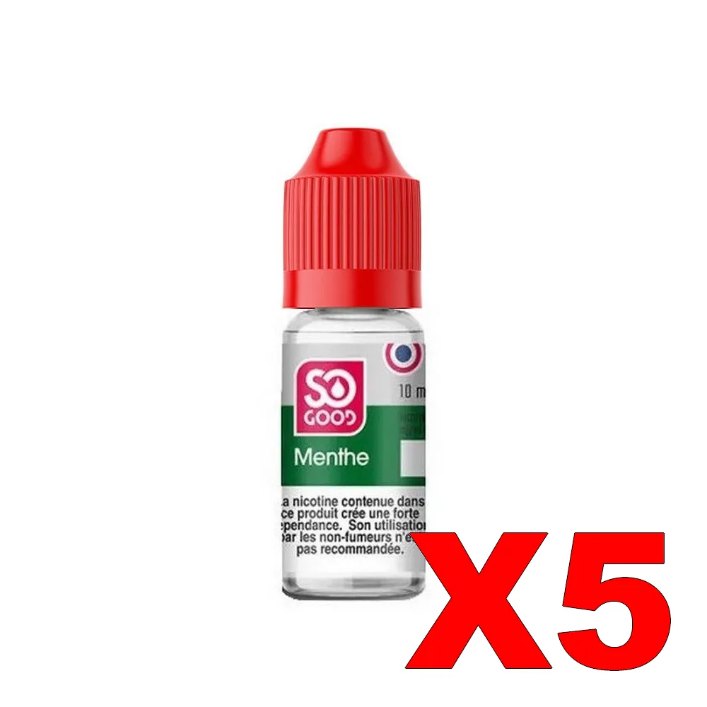 E-LIQUIDE SO-GOOD 10ML 50-50 MENTHE X5 4 E LIQUIDE SO GOOD 10ML 50 50 MENTHE X5 Taux de nicotine 11