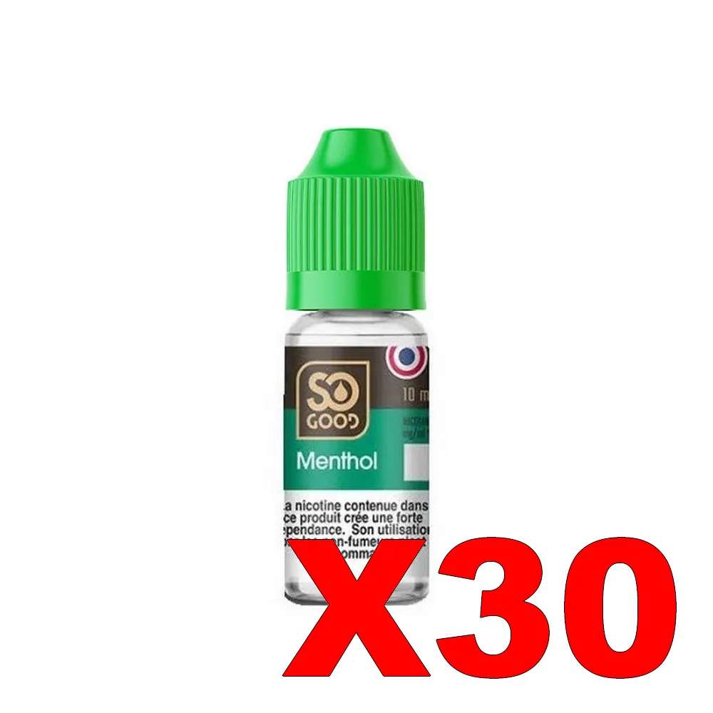 E-LIQUIDE SO-GOOD 10ML 50-50 MENTHOL X30 2 E LIQUIDE SO GOOD 10ML 50 50 MENTHOL X30 Taux de nicotine 3