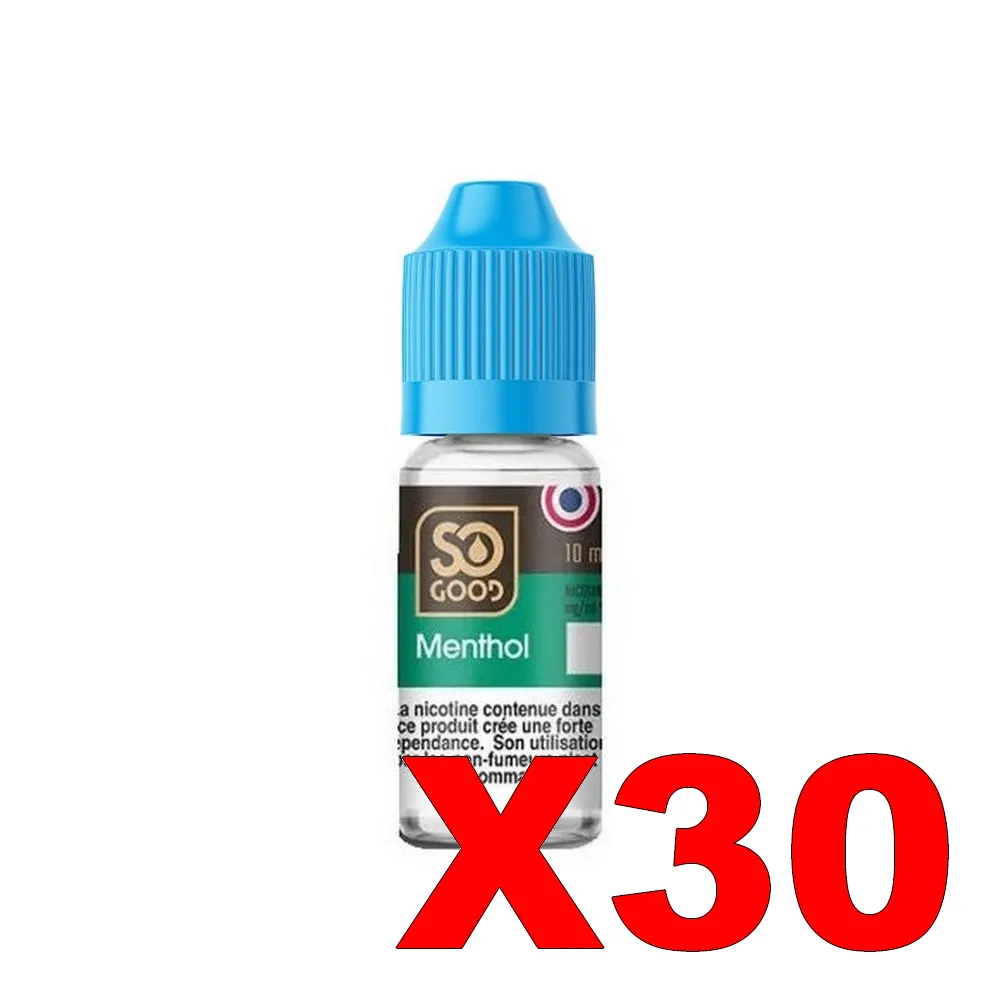 E-LIQUIDE SO-GOOD 10ML 50-50 MENTHOL X30 3 E LIQUIDE SO GOOD 10ML 50 50 MENTHOL X30 Taux de nicotine 6