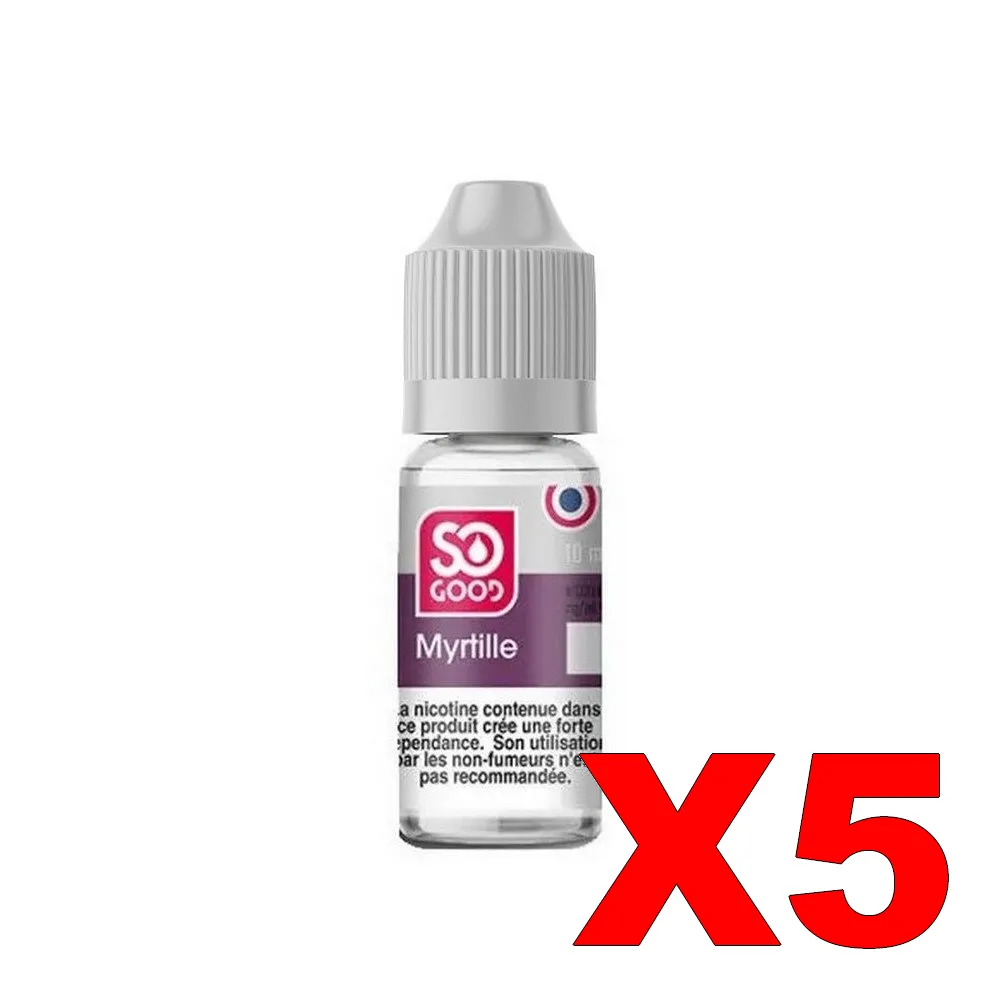 E-LIQUIDE SO-GOOD 10ML 50-50 MYRTILLE X5 1 E LIQUIDE SO GOOD 10ML 50 50 MYRTILLE X5 Taux de nicotine 0
