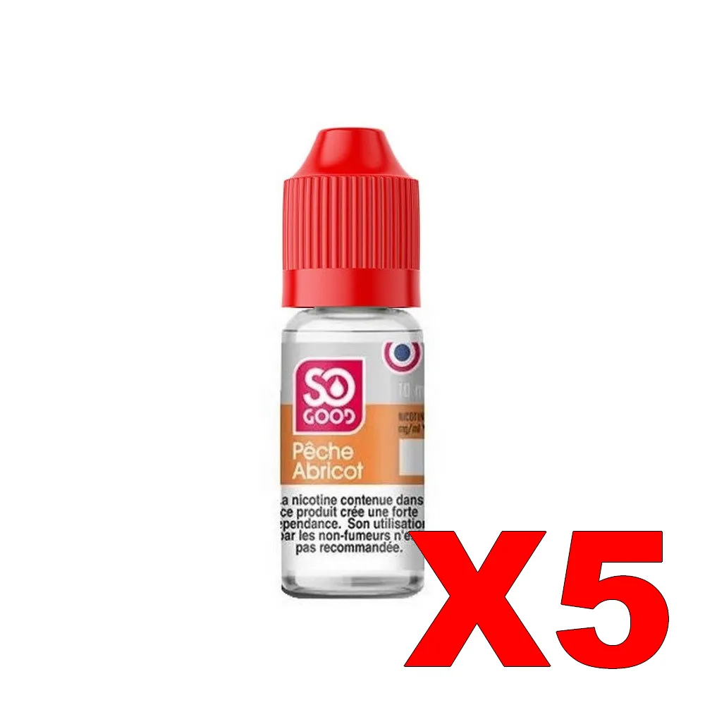 E-LIQUIDE SO-GOOD 10ML 50-50 PECHE-ABRICOT X5 4 E LIQUIDE SO GOOD 10ML 50 50 PECHE ABRICOT X5 Taux de nicotine 11