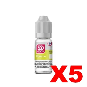 E LIQUIDE SO GOOD 10ML 50 50 POMME X5 Taux de nicotine 0