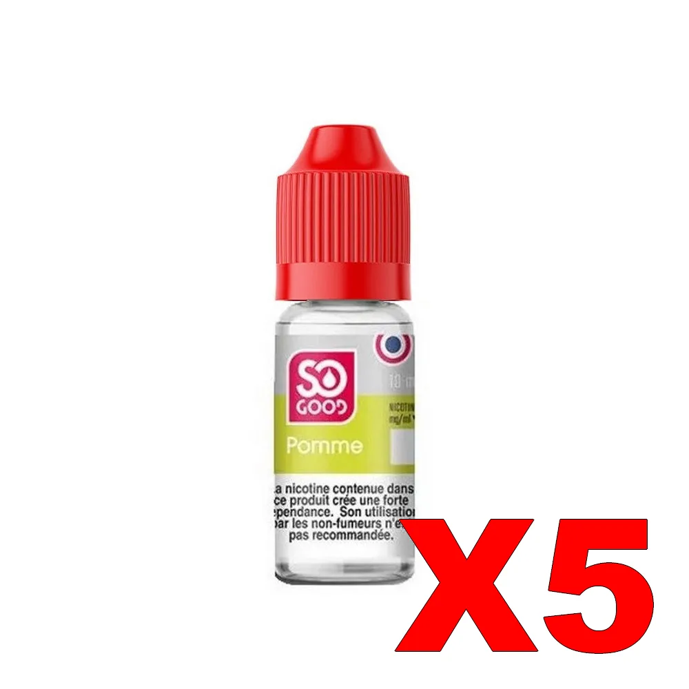 E-LIQUIDE SO-GOOD 10ML 50-50 POMME X5 4 E LIQUIDE SO GOOD 10ML 50 50 POMME X5 Taux de nicotine 11