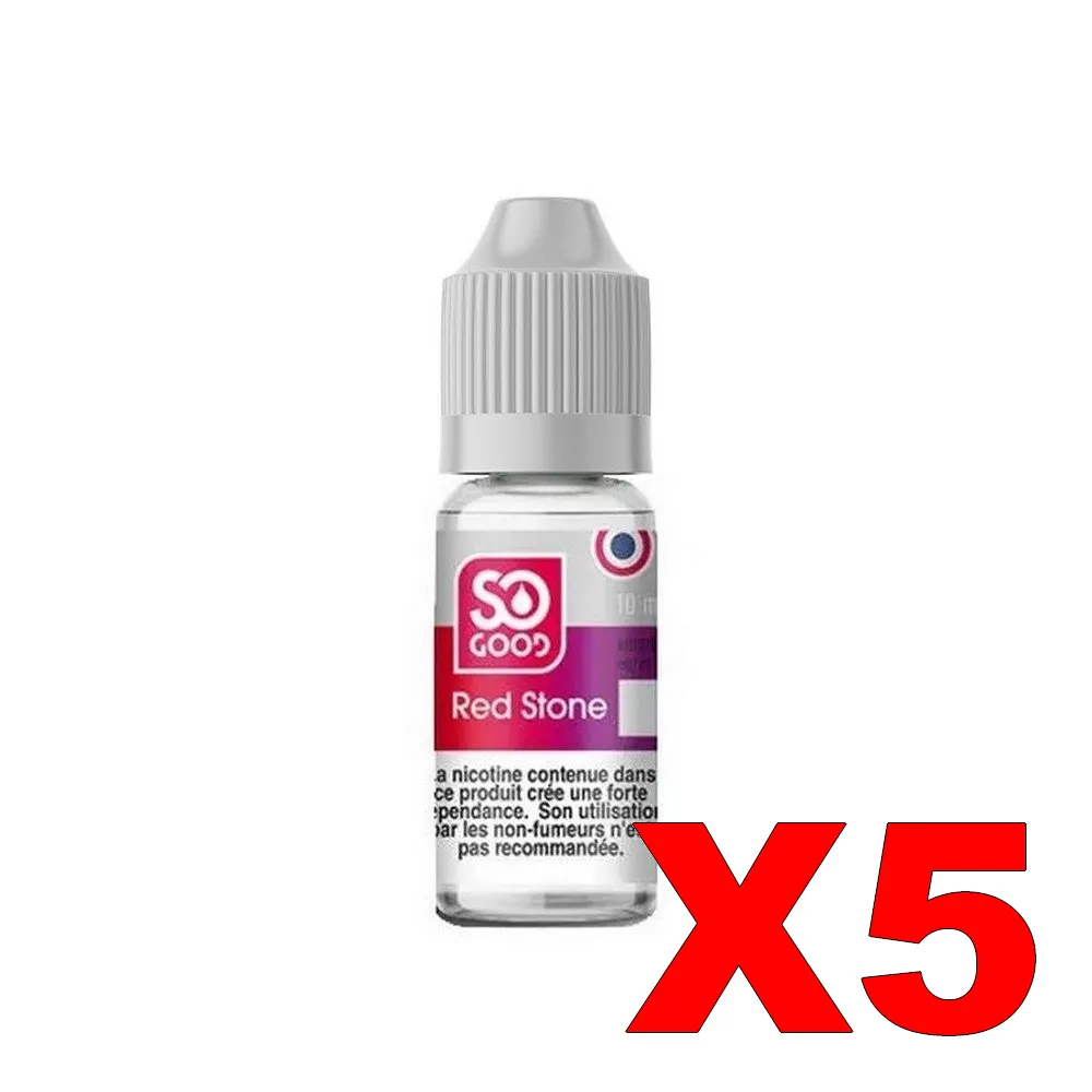 E-LIQUIDE SO-GOOD 10ML 50-50 REDSTONE X5 1 E LIQUIDE SO GOOD 10ML 50 50 REDSTONE X5 Taux de nicotine 0