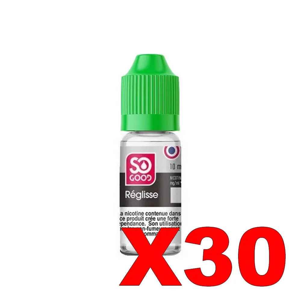 E-LIQUIDE SO-GOOD 10ML 50-50 REGLISSE X30 2 E LIQUIDE SO GOOD 10ML 50 50 REGLISSE X30 Taux de nicotine 3