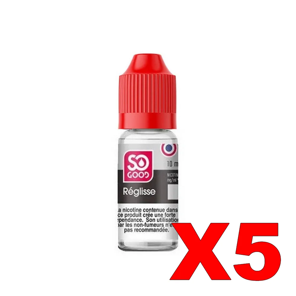 E-LIQUIDE SO-GOOD 10ML 50-50 REGLISSE X5 4 E LIQUIDE SO GOOD 10ML 50 50 REGLISSE X5 Taux de nicotine 11