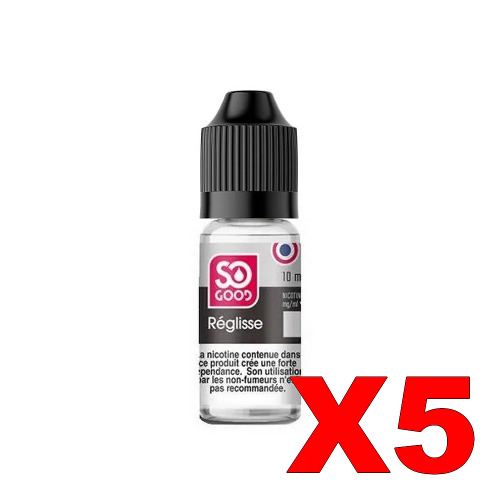 E-LIQUIDE SO-GOOD 10ML 50-50 REGLISSE X5 5 E LIQUIDE SO GOOD 10ML 50 50 REGLISSE X5 Taux de nicotine 16