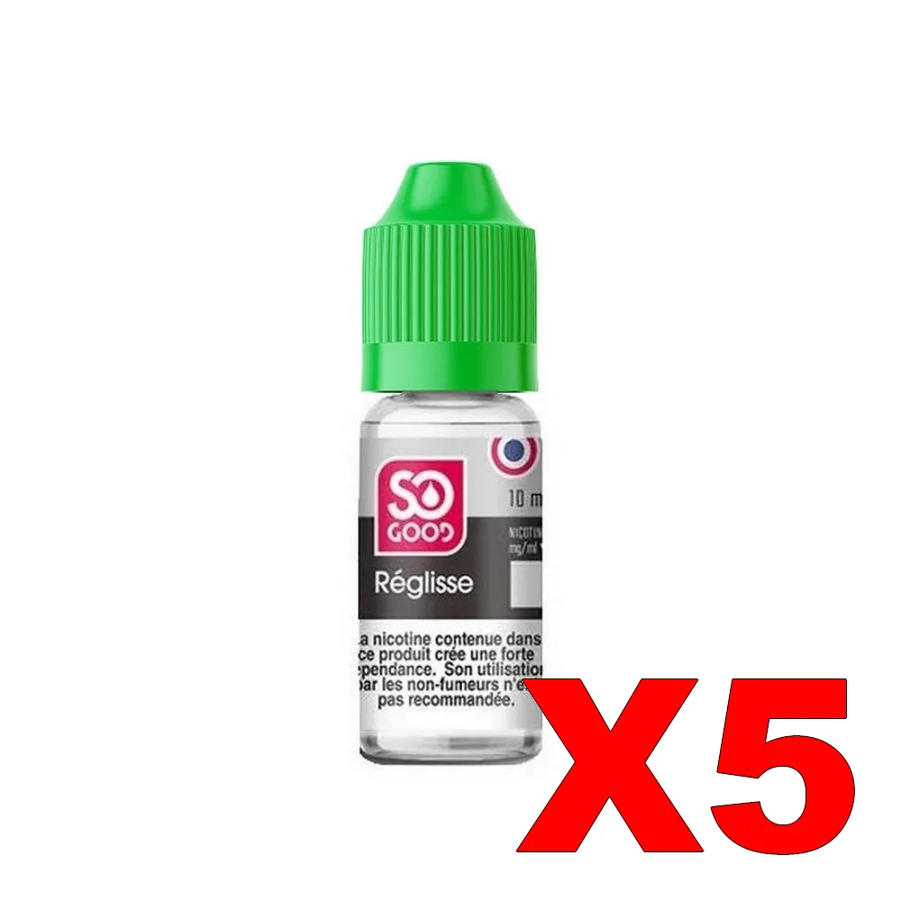 E-LIQUIDE SO-GOOD 10ML 50-50 REGLISSE X5 2 E LIQUIDE SO GOOD 10ML 50 50 REGLISSE X5 Taux de nicotine 3