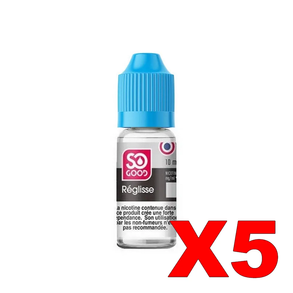 E-LIQUIDE SO-GOOD 10ML 50-50 REGLISSE X5 3 E LIQUIDE SO GOOD 10ML 50 50 REGLISSE X5 Taux de nicotine 6