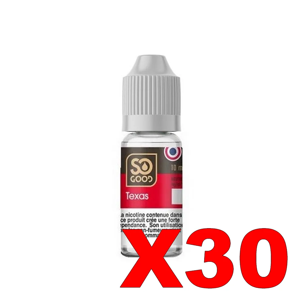 E-LIQUIDE SO-GOOD 10ML 50-50 TEXAS X30 1 E LIQUIDE SO GOOD 10ML 50 50 TEXAS X30 Taux de nicotine 0