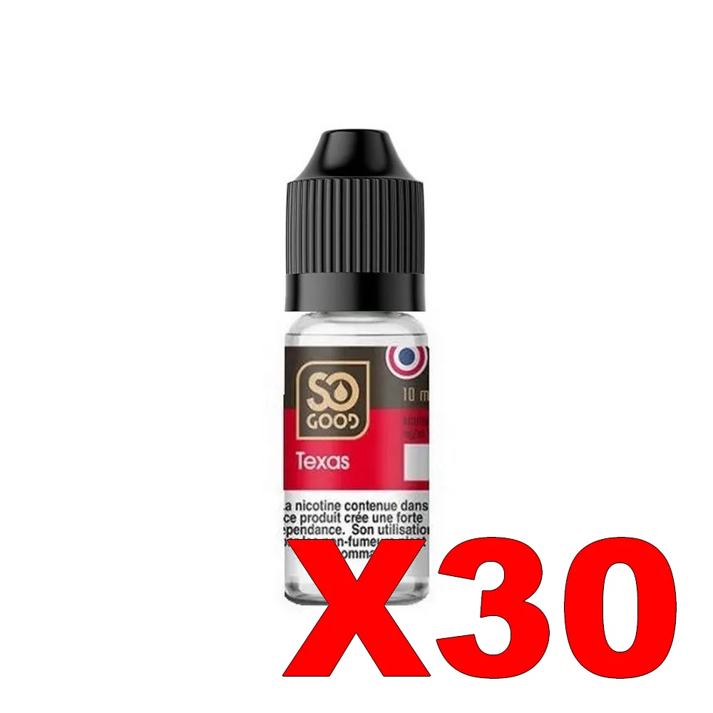 E-LIQUIDE SO-GOOD 10ML 50-50 TEXAS X30 5 E LIQUIDE SO GOOD 10ML 50 50 TEXAS X30 Taux de nicotine 16