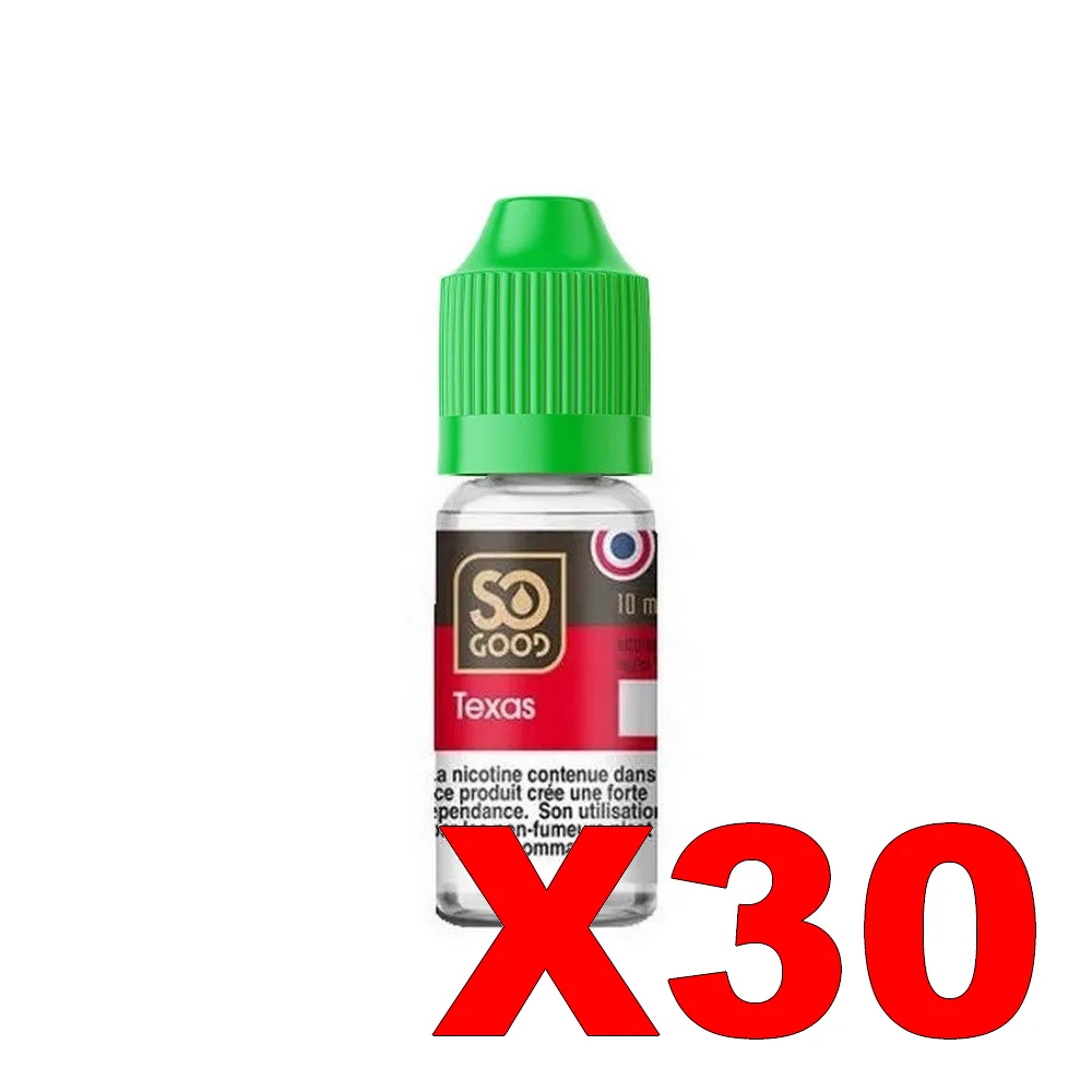 E-LIQUIDE SO-GOOD 10ML 50-50 TEXAS X30 2 E LIQUIDE SO GOOD 10ML 50 50 TEXAS X30 Taux de nicotine 3