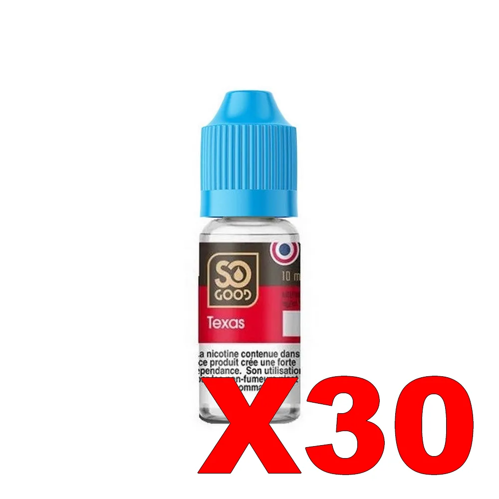 E-LIQUIDE SO-GOOD 10ML 50-50 TEXAS X30 3 E LIQUIDE SO GOOD 10ML 50 50 TEXAS X30 Taux de nicotine 6