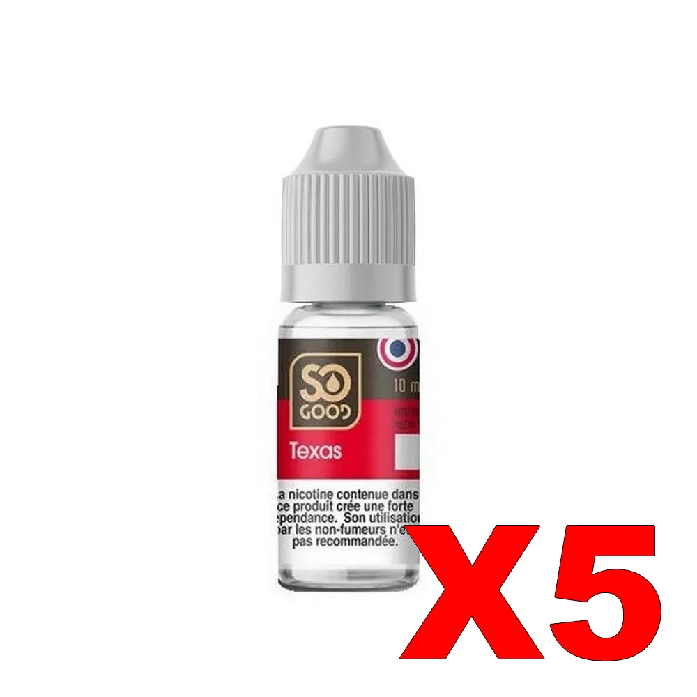 E-LIQUIDE SO-GOOD 10ML 50-50 TEXAS X5 1 E LIQUIDE SO GOOD 10ML 50 50 TEXAS X5 Taux de nicotine 0