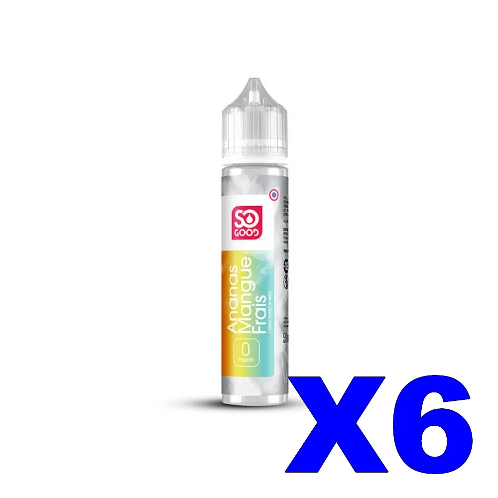E LIQUIDE SO-GOOD 50ML ANANAS MANGUE FRAIS X6 1 E LIQUIDE SO GOOD 50ML 50 50 ANANAS MANGUE FRAIS X6 Taux de nicotine 0