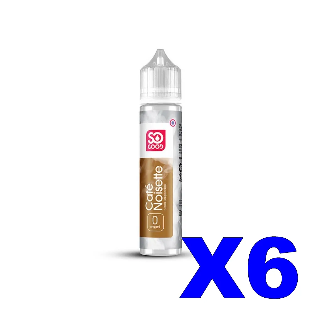 E LIQUIDE SO-GOOD 50ML CAFE NOISETTE X6 1 E LIQUIDE SO GOOD 50ML 50 50 CAFE NOISETTE X6 Taux de nicotine 0