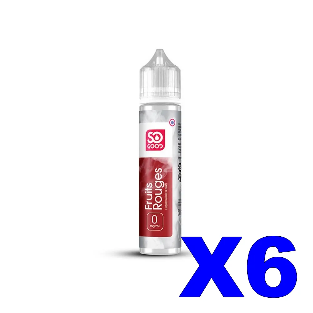 E LIQUIDE SO-GOOD 50ML FRUITS ROUGES X6 1 E LIQUIDE SO GOOD 50ML 50 50 FRUITS ROUGES X6 Taux de nicotine 0