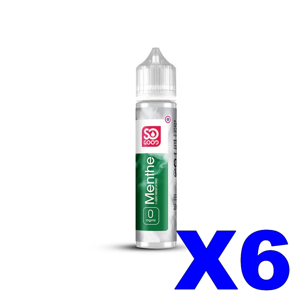 E LIQUIDE SO-GOOD 50ML MENTHE X6 1 E LIQUIDE SO GOOD 50ML 50 50 MENTHE X6 Taux de nicotine 0