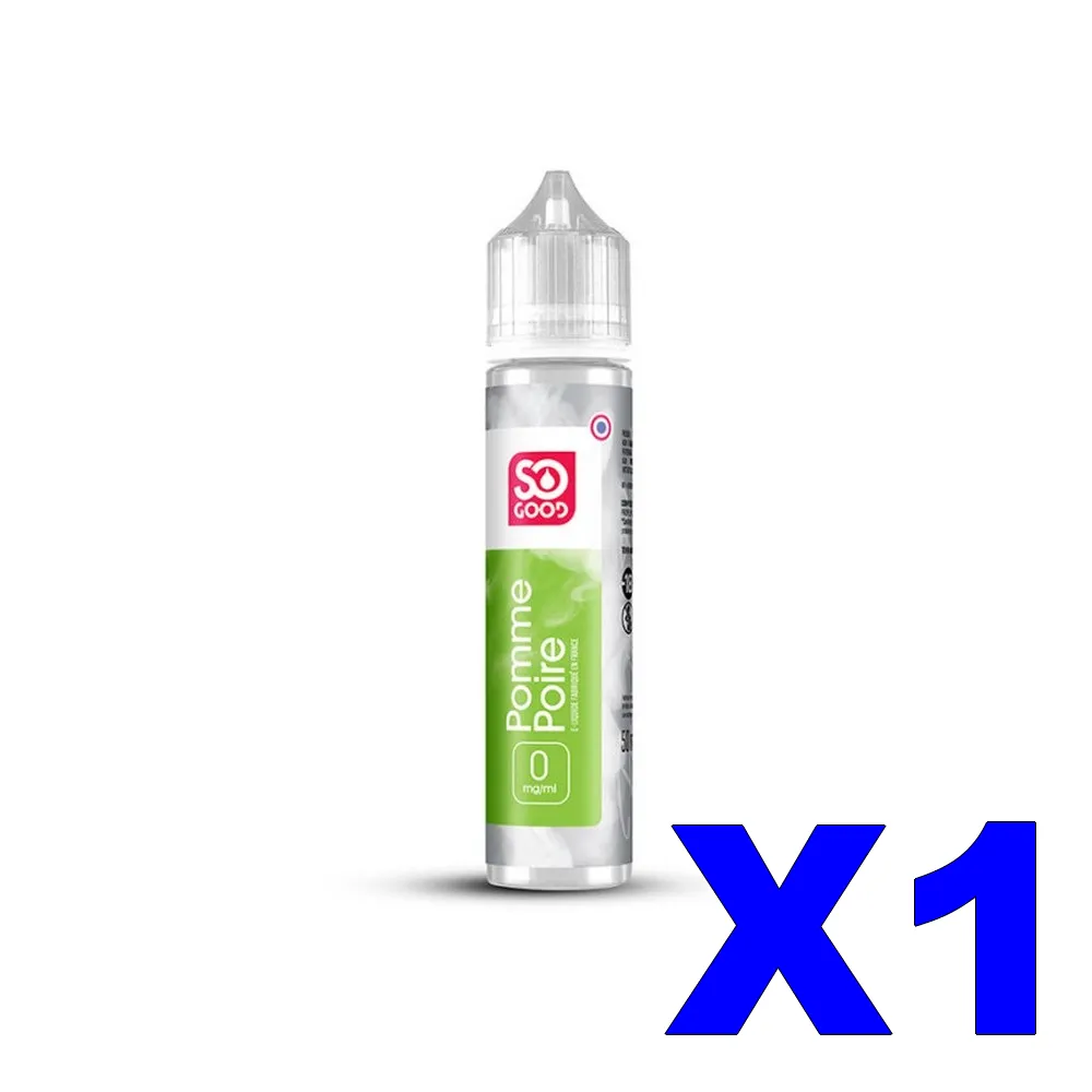 E LIQUIDE SO-GOOD 50ML POMME POIRE X1 1 E LIQUIDE SO GOOD 50ML 50 50 POMME POIRE X1 Taux de nicotine 0
