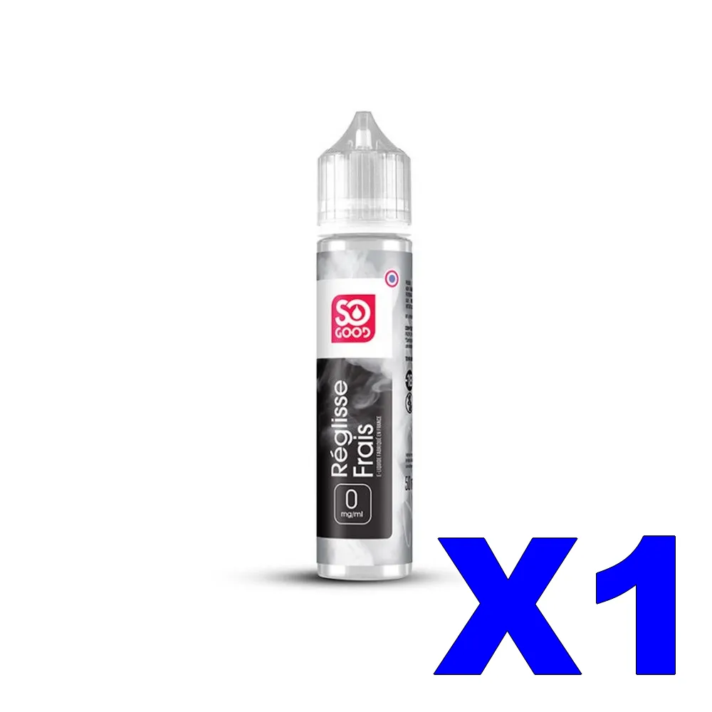 E LIQUIDE SO-GOOD 50ML REGLISSE FRAIS X1 1 E LIQUIDE SO GOOD 50ML 50 50 REGLISSE FRAIS X1 Taux de nicotine 0