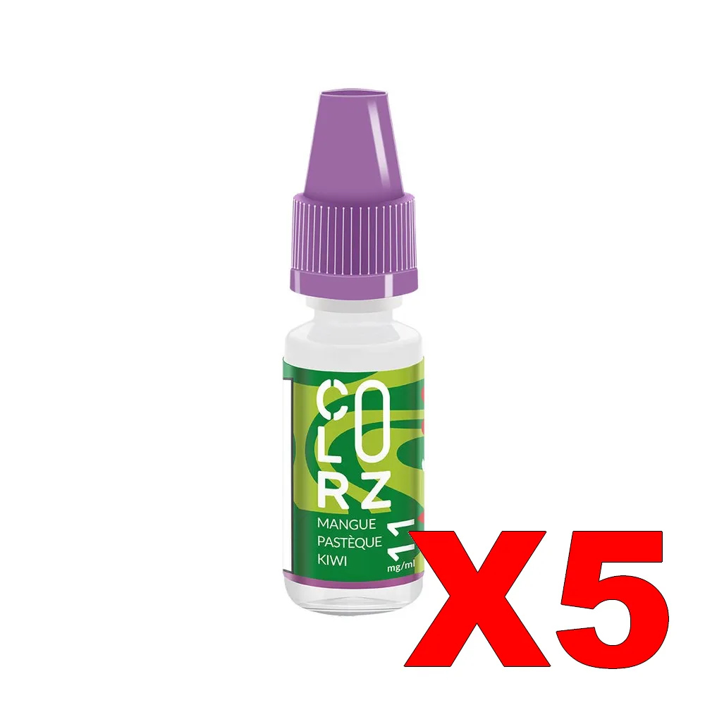E LIQUIDE VAP NATION COLORZ 10ML 50 50 MANGUE PASTEQUE KIWI X5 Taux de nicotine 11
