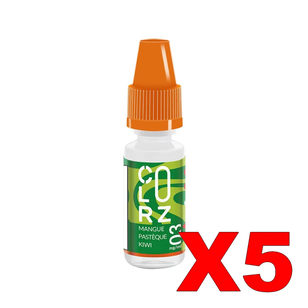 E LIQUIDE VAP NATION COLORZ 10ML 50 50 MANGUE PASTEQUE KIWI X5 Taux de nicotine 3